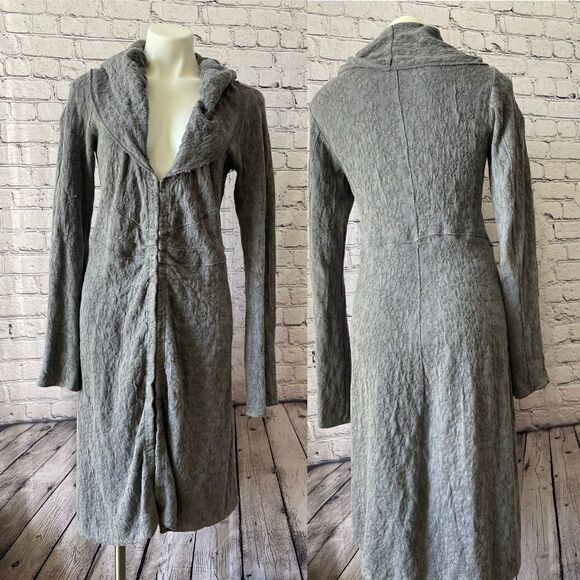 Transit Par Such Jacquard Textured Cotton Blend Coat cardigan long Gray medium - Picture 2 of 10
